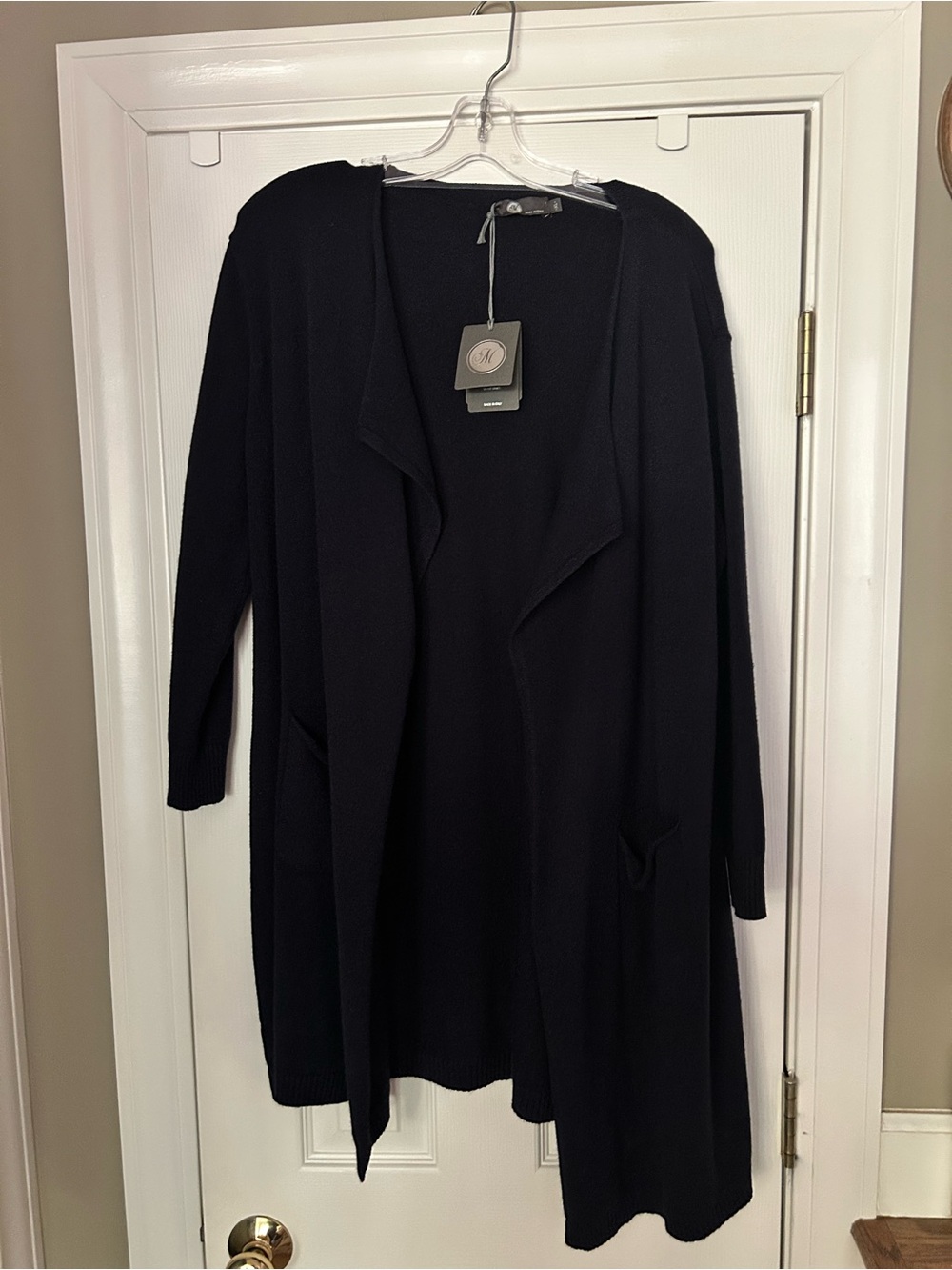 Women's Black Open-Front Long Cardigan Sweater